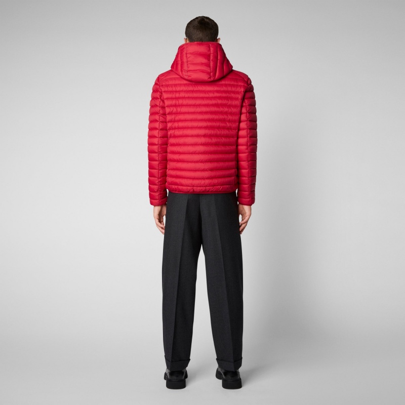 Save The Duck Donald Encapuchado Puffer Jacket Rojas | PKJRU4351