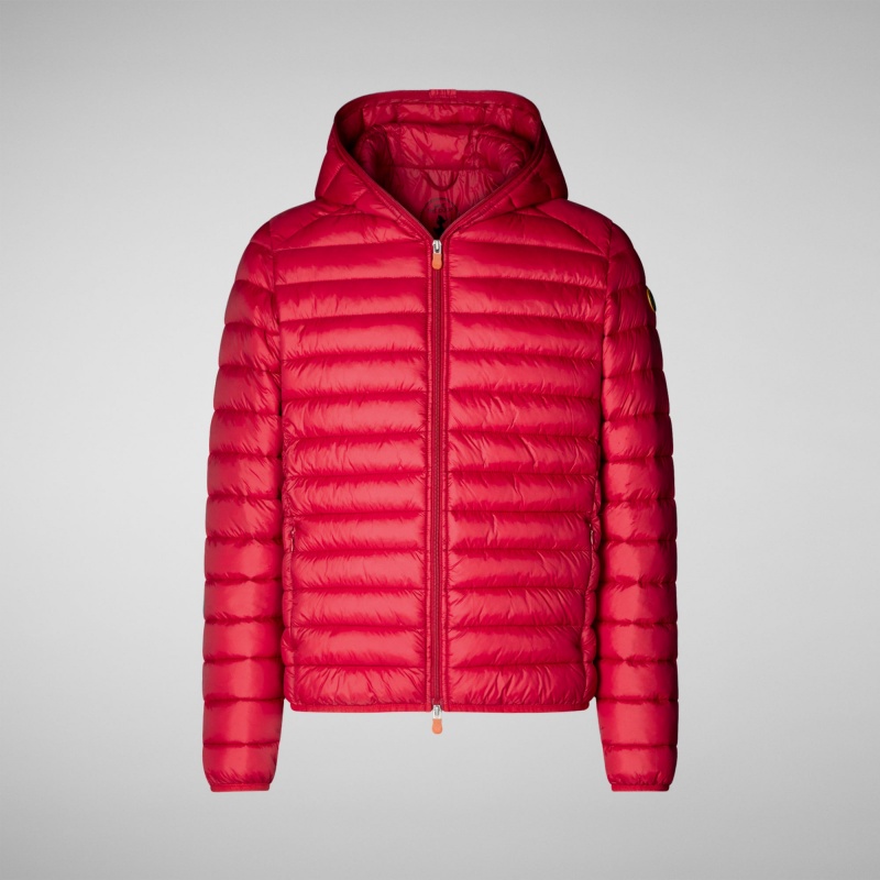 Save The Duck Donald Encapuchado Puffer Jacket Rojas | PKJRU4351