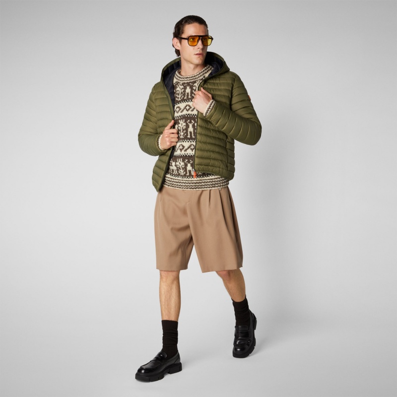 Save The Duck Donald Encapuchado Puffer Jacket Verde Oliva | VGAZQ8465