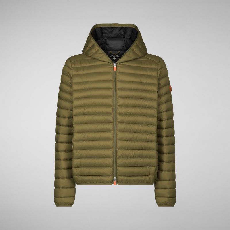 Save The Duck Donald Encapuchado Puffer Jacket Verde Oliva | VGAZQ8465