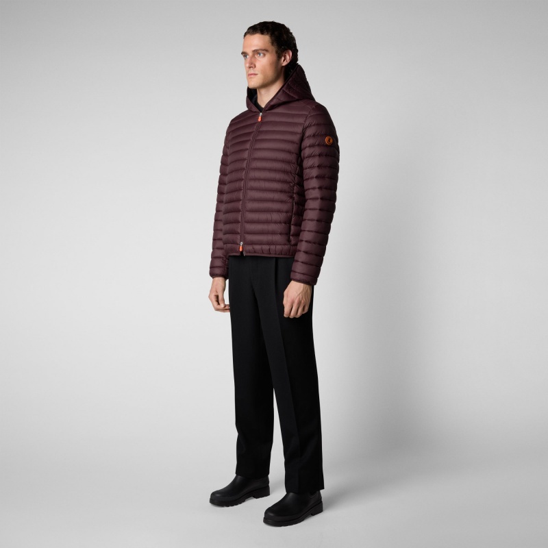 Save The Duck Donald Encapuchado Puffer Jacket Burdeos Negras | HQNGY2064