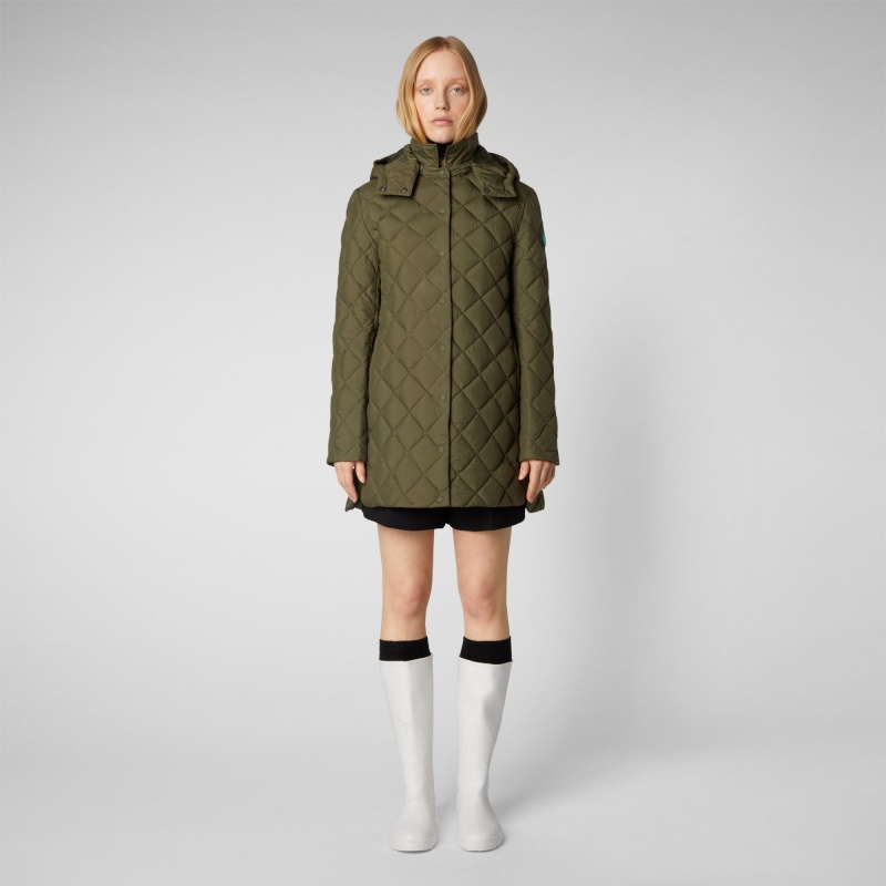 Save The Duck Edith Puffer Coat with Detachable Hood Verde | PZJBQ6083