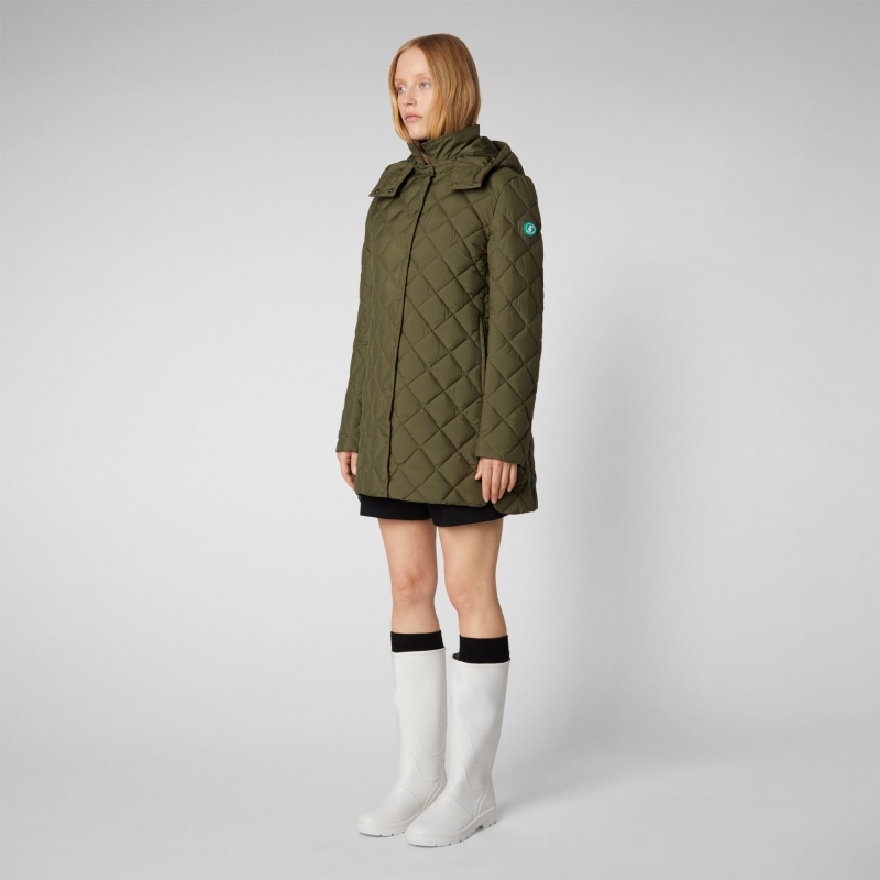Save The Duck Edith Puffer Coat with Detachable Hood Verde | PZJBQ6083