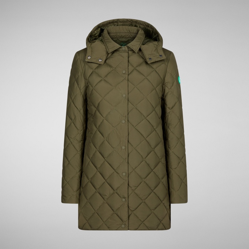 Save The Duck Edith Puffer Coat with Detachable Hood Verde | PZJBQ6083