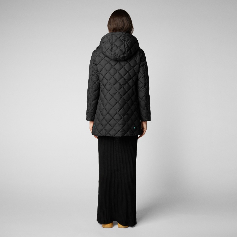 Save The Duck Edith Puffer Coat with Detachable Hood Negras | EVBAD9705