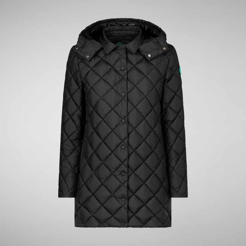 Save The Duck Edith Puffer Coat with Detachable Hood Negras | EVBAD9705