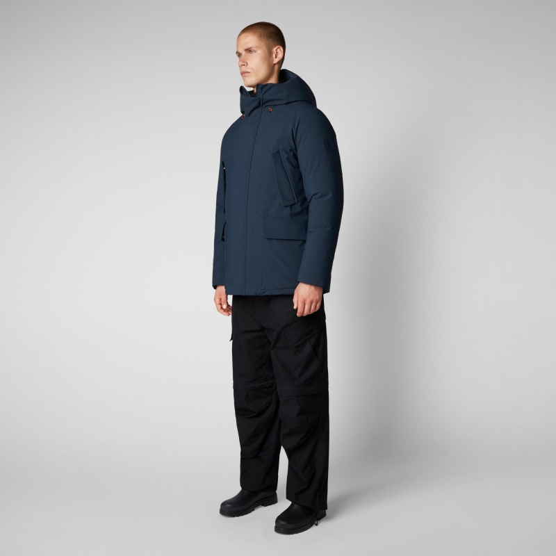 Save The Duck Elon Encapuchado Parka Azules Negras | TQFYN8094
