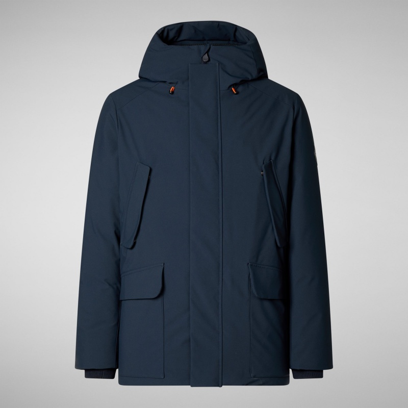 Save The Duck Elon Encapuchado Parka Azules Negras | TQFYN8094