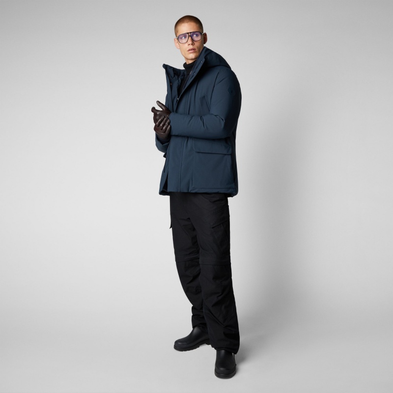 Save The Duck Elon Encapuchado Parka Azules Negras | TQFYN8094