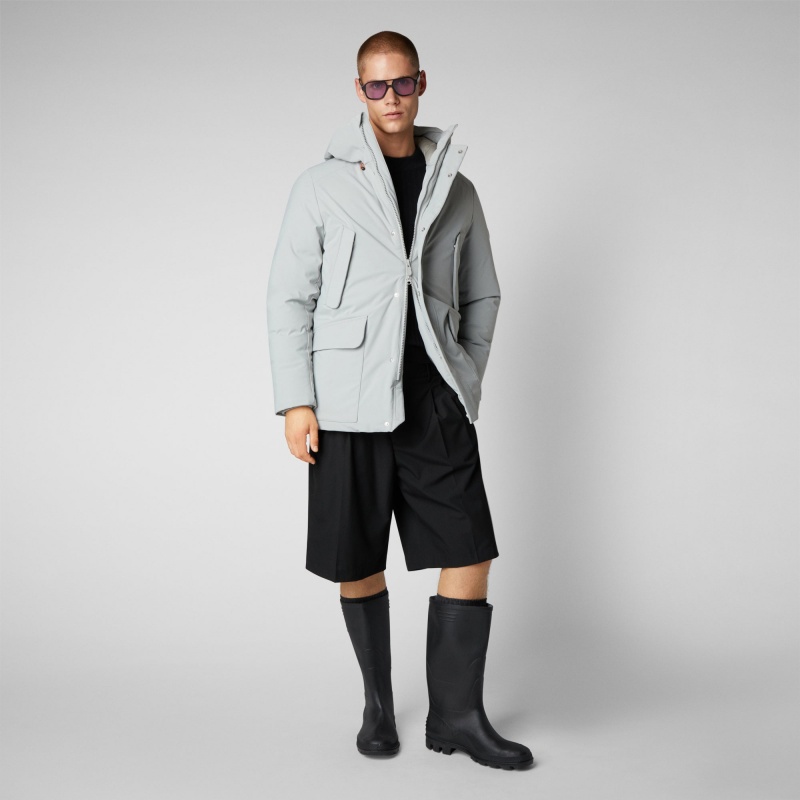 Save The Duck Elon Encapuchado Parka Gris | KTLAR8146