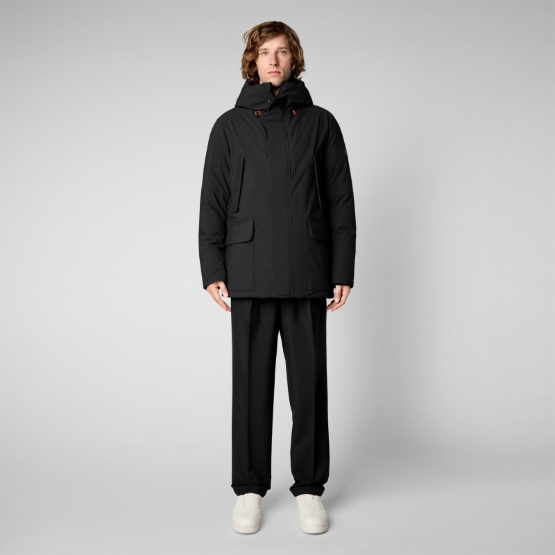 Save The Duck Elon Encapuchado Parka Negras | DHSGM9704