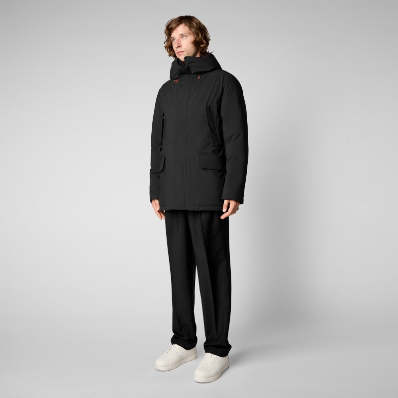 Save The Duck Elon Encapuchado Parka Negras | DHSGM9704