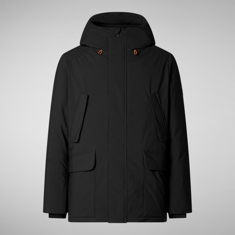 Save The Duck Elon Encapuchado Parka Negras | DHSGM9704