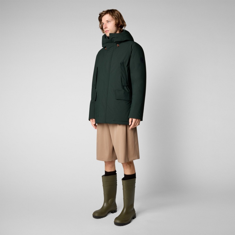 Save The Duck Elon Encapuchado Parka Verde Negras | CMSTQ5078