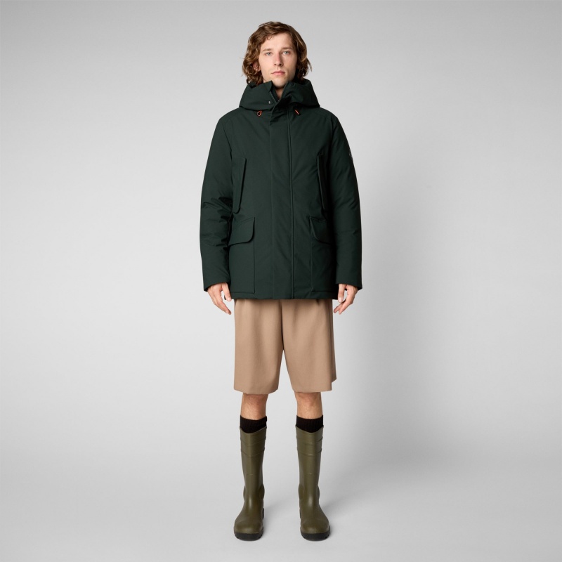 Save The Duck Elon Encapuchado Parka Verde Negras | CMSTQ5078