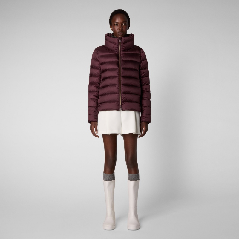 Save The Duck Elsie Puffer Jacket Burdeos Negras | GWUSV7854