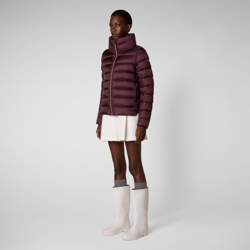 Save The Duck Elsie Puffer Jacket Burdeos Negras | GWUSV7854