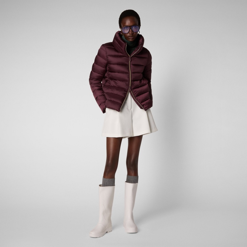 Save The Duck Elsie Puffer Jacket Burdeos Negras | GWUSV7854