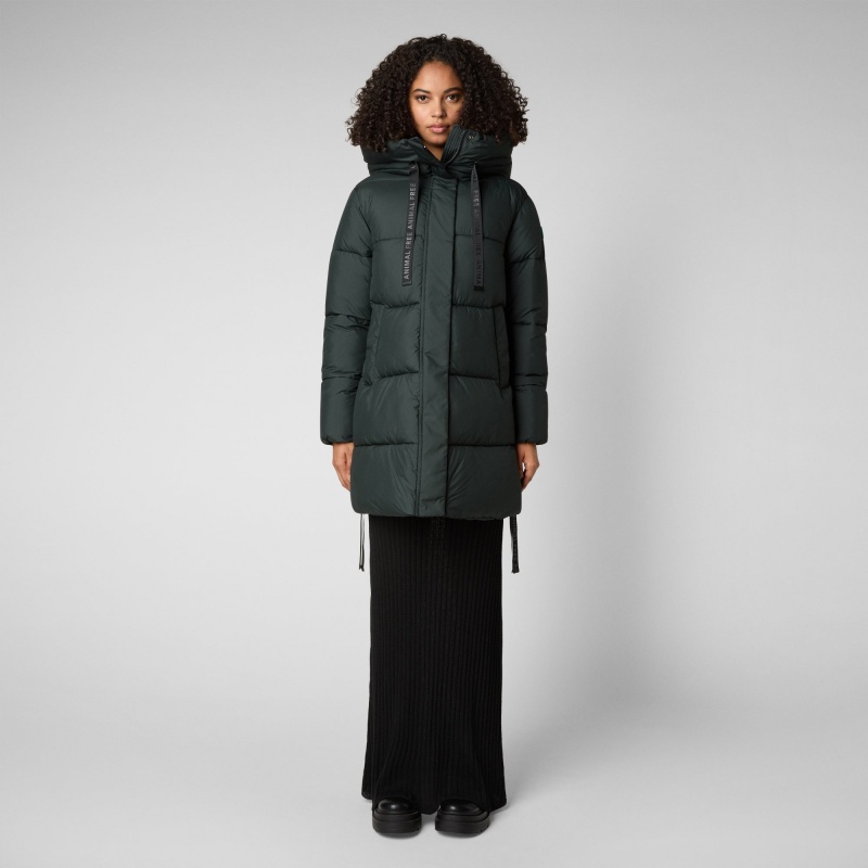 Save The Duck Erin Encapuchado Puffer Coat Verde Negras | LSHBO8204