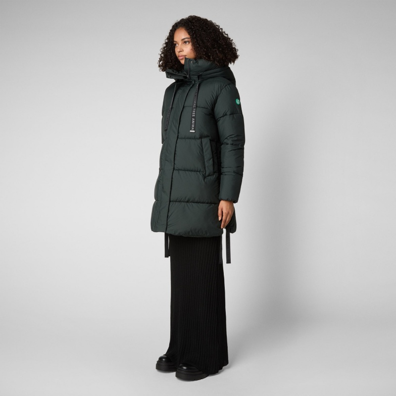 Save The Duck Erin Encapuchado Puffer Coat Verde Negras | LSHBO8204