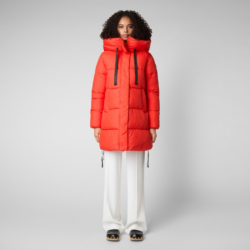 Save The Duck Erin Encapuchado Puffer Coat Rojas | DVIFG4367