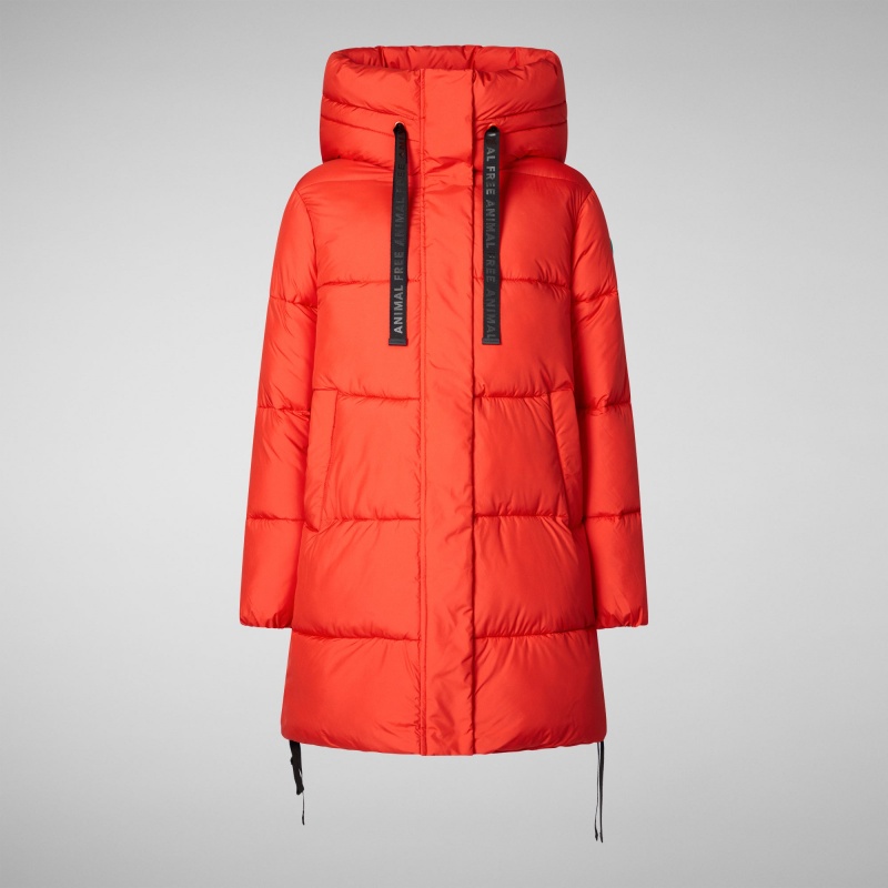 Save The Duck Erin Encapuchado Puffer Coat Rojas | DVIFG4367