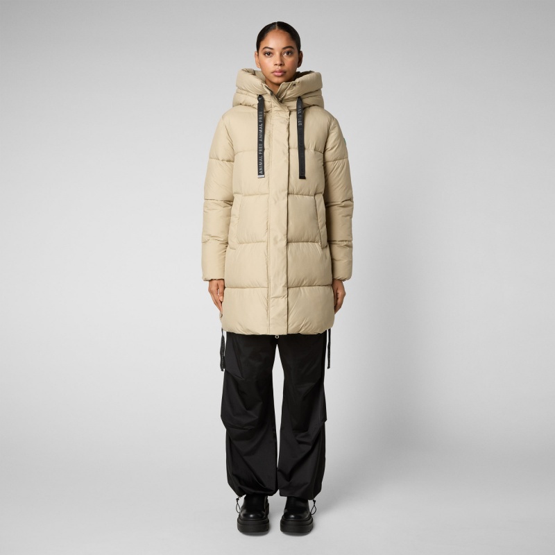 Save The Duck Erin Encapuchado Puffer Coat Beige | NBSJQ9238