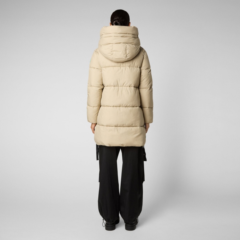 Save The Duck Erin Encapuchado Puffer Coat Beige | NBSJQ9238