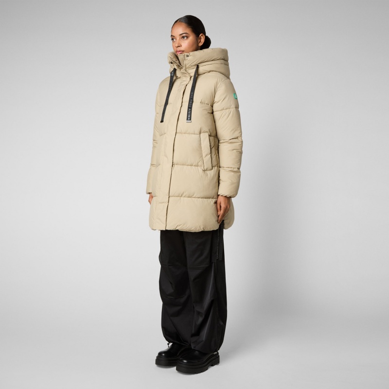 Save The Duck Erin Encapuchado Puffer Coat Beige | NBSJQ9238