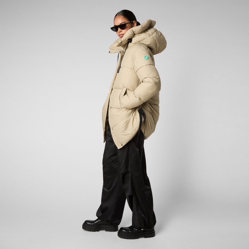 Save The Duck Erin Encapuchado Puffer Coat Beige | NBSJQ9238