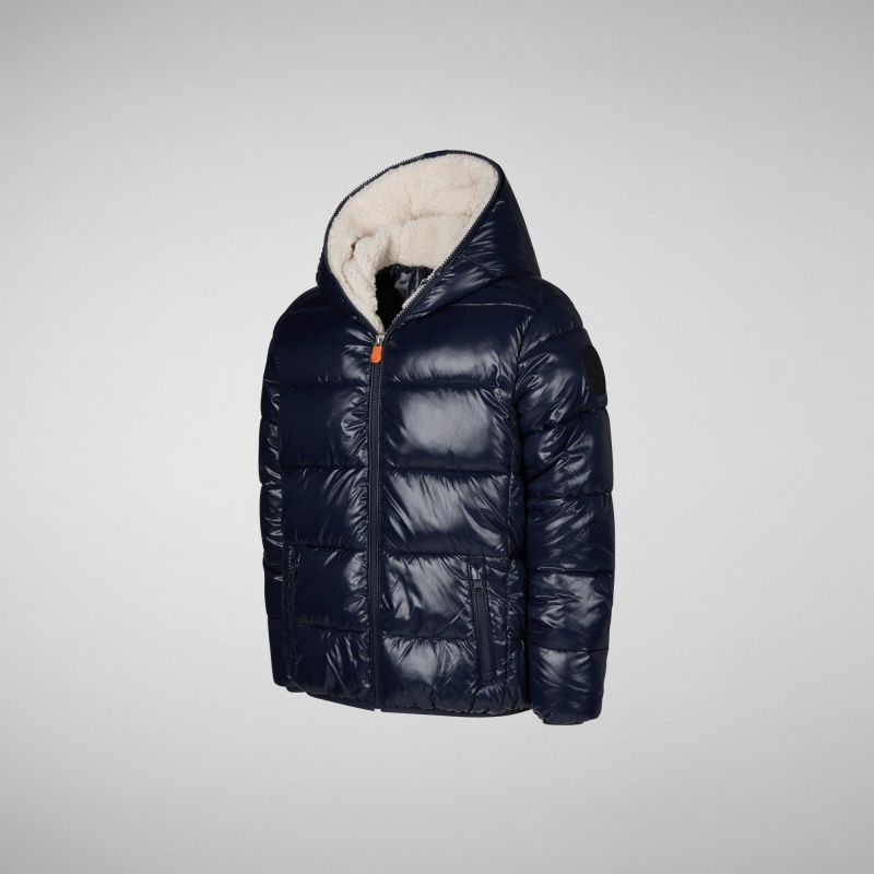 Save The Duck Gavin Encapuchado Puffer Jacket Azules Negras | GDIUY7085