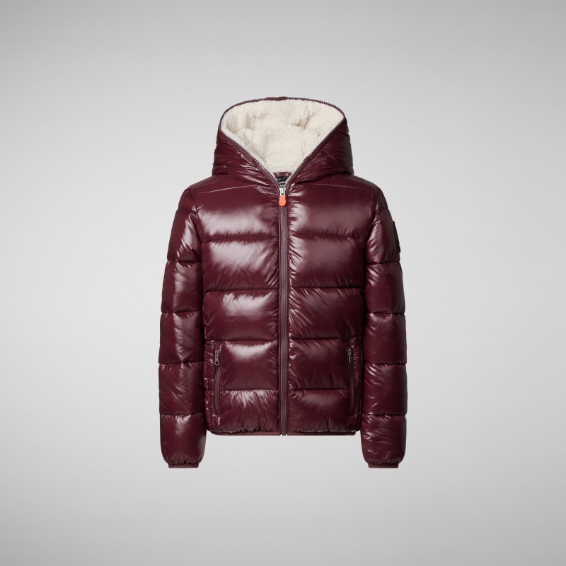 Save The Duck Gavin Encapuchado Puffer Jacket Burdeos Negras | BQRLS6439