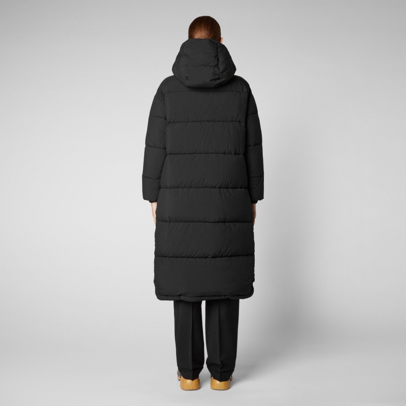 Save The Duck Halesia Long Encapuchado Puffer Coat Negras | LUNCW9251