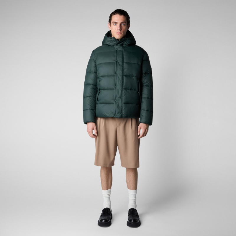 Save The Duck Hemer Encapuchado Puffer Jacket Verde Negras | SUJXN2064