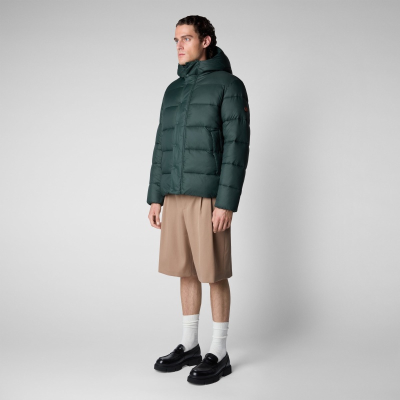 Save The Duck Hemer Encapuchado Puffer Jacket Verde Negras | SUJXN2064