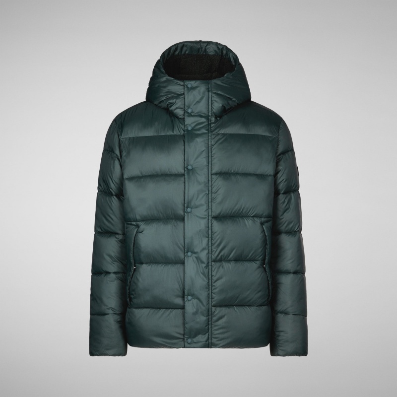 Save The Duck Hemer Encapuchado Puffer Jacket Verde Negras | SUJXN2064