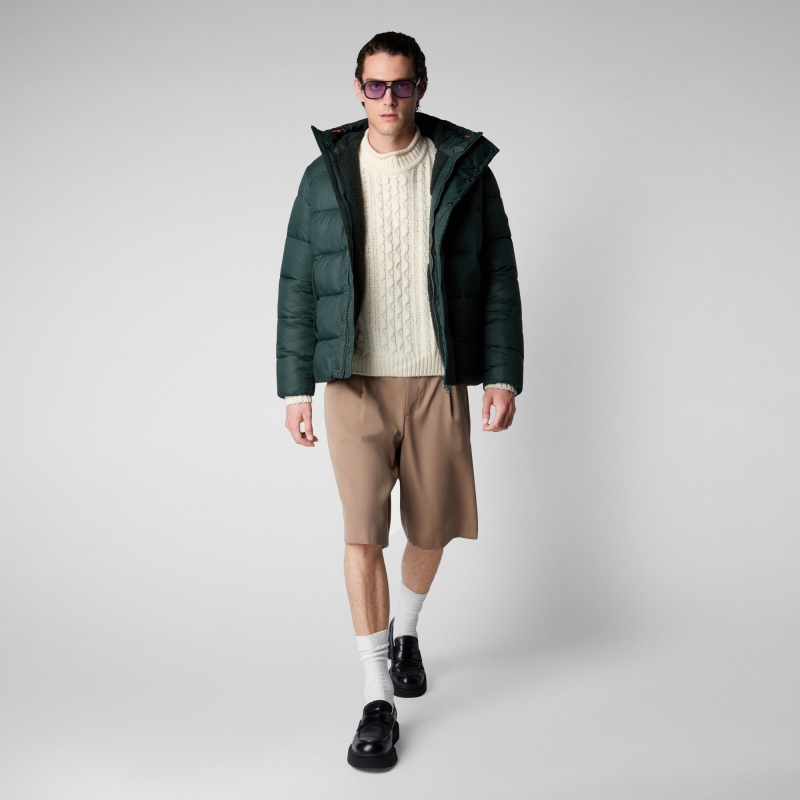 Save The Duck Hemer Encapuchado Puffer Jacket Verde Negras | SUJXN2064