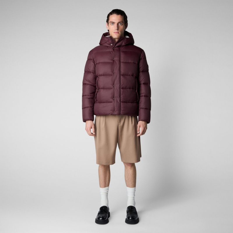 Save The Duck Hemer Encapuchado Puffer Jacket Burdeos Negras | KLPEZ4176