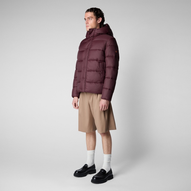 Save The Duck Hemer Encapuchado Puffer Jacket Burdeos Negras | KLPEZ4176