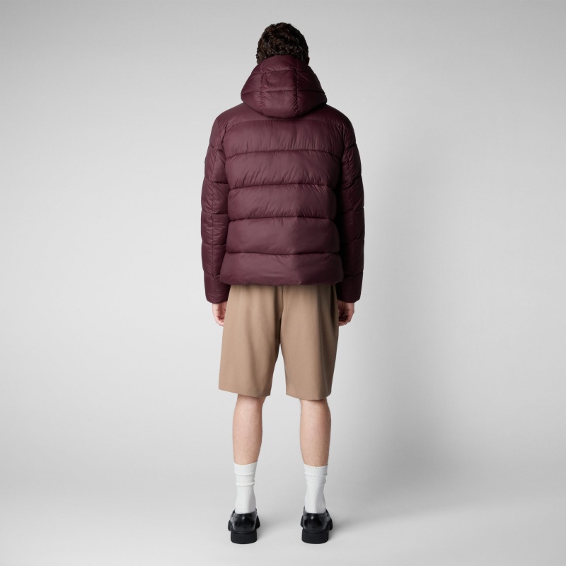 Save The Duck Hemer Encapuchado Puffer Jacket Burdeos Negras | KLPEZ4176