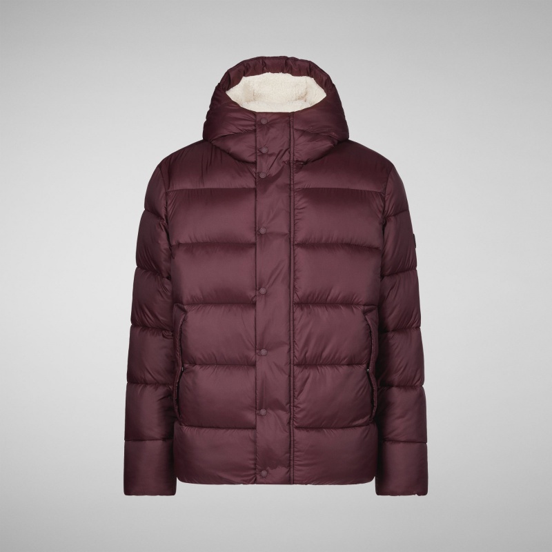 Save The Duck Hemer Encapuchado Puffer Jacket Burdeos Negras | KLPEZ4176
