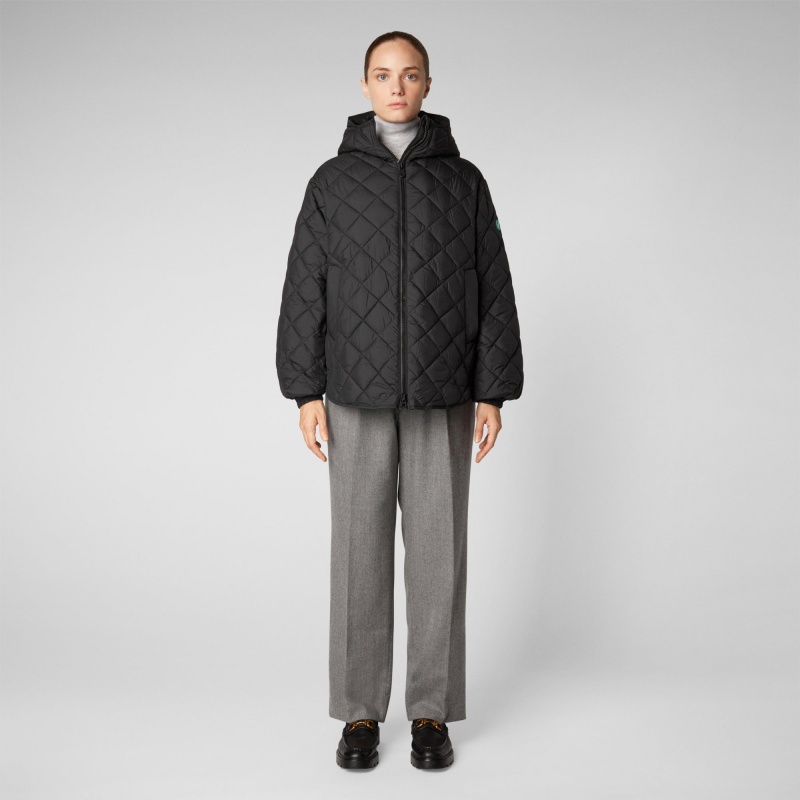 Save The Duck Herrea Encapuchado Acolchado Jacket Negras | VWKAY0952