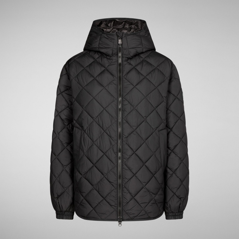 Save The Duck Herrea Encapuchado Acolchado Jacket Negras | VWKAY0952