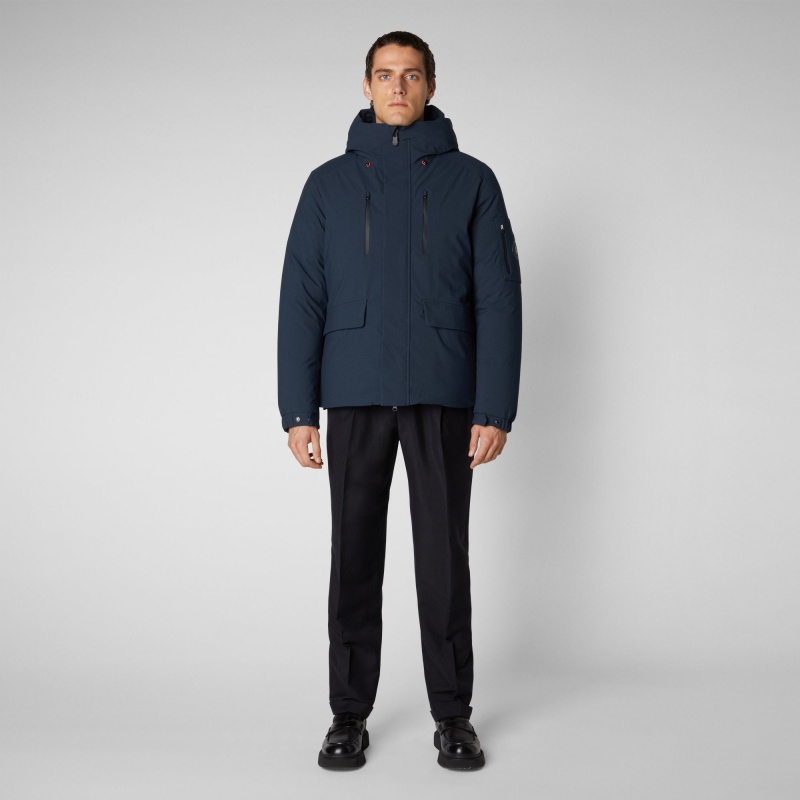 Save The Duck Hiram Encapuchado Parka Azules Negras | DBZHX6204