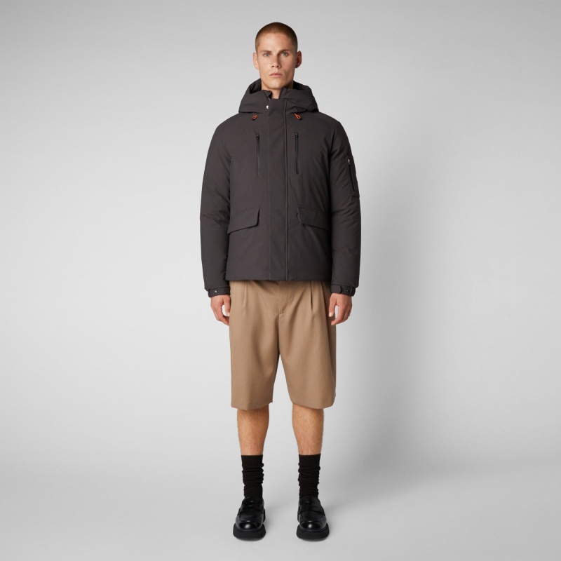 Save The Duck Hiram Encapuchado Parka Marrones Negras | JGCSF1604
