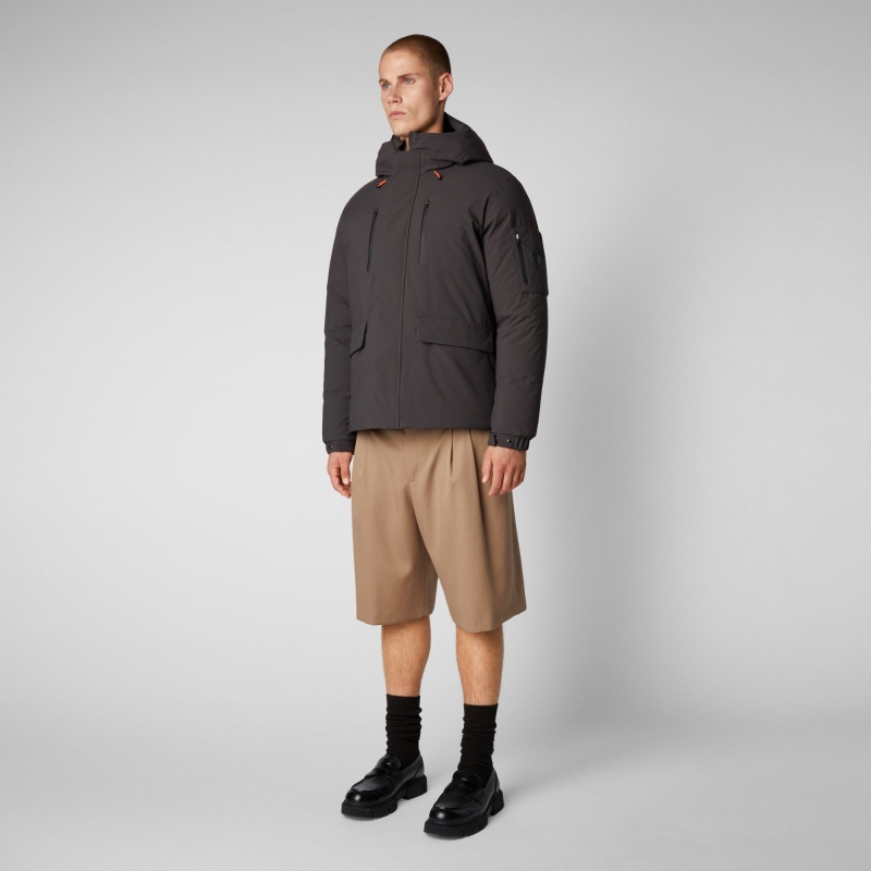 Save The Duck Hiram Encapuchado Parka Marrones Negras | JGCSF1604