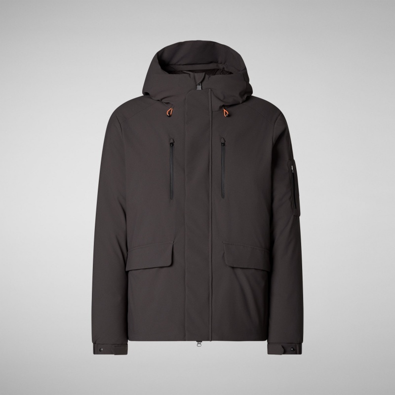 Save The Duck Hiram Encapuchado Parka Marrones Negras | JGCSF1604