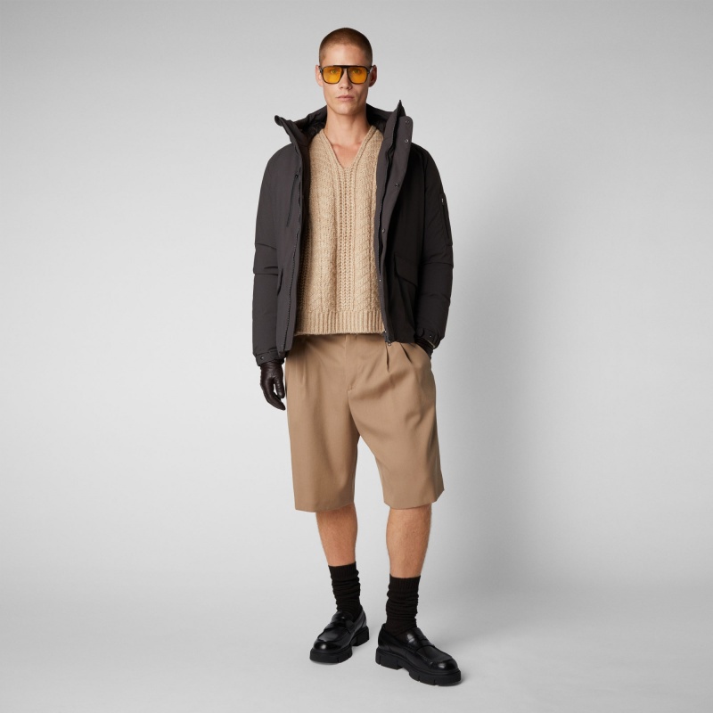 Save The Duck Hiram Encapuchado Parka Marrones Negras | JGCSF1604
