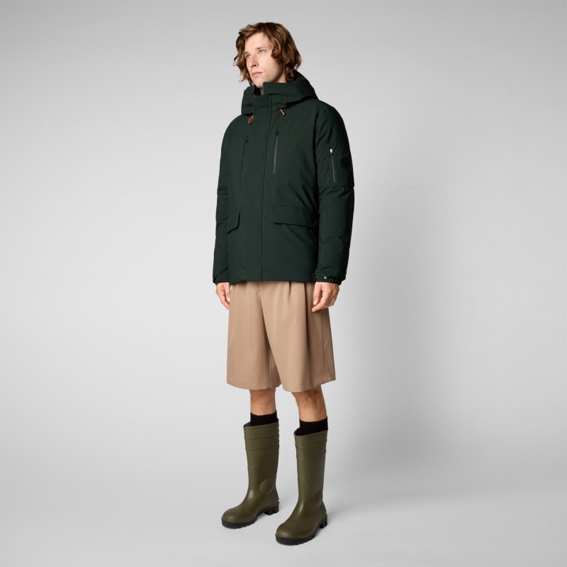 Save The Duck Hiram Encapuchado Parka Verde Negras | POUQT7216