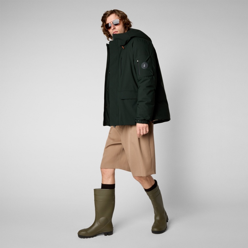Save The Duck Hiram Encapuchado Parka Verde Negras | POUQT7216